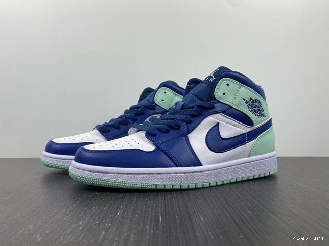Jordan1 Mid Fashionable 487 Mint Mystic Navy Foam 5334 554724- 0603